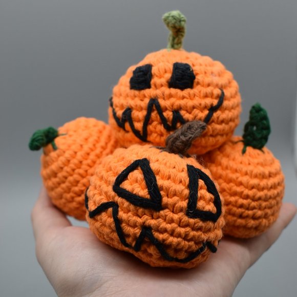Handcrafted Crochet Catnip Pumpkins Bundle of Four